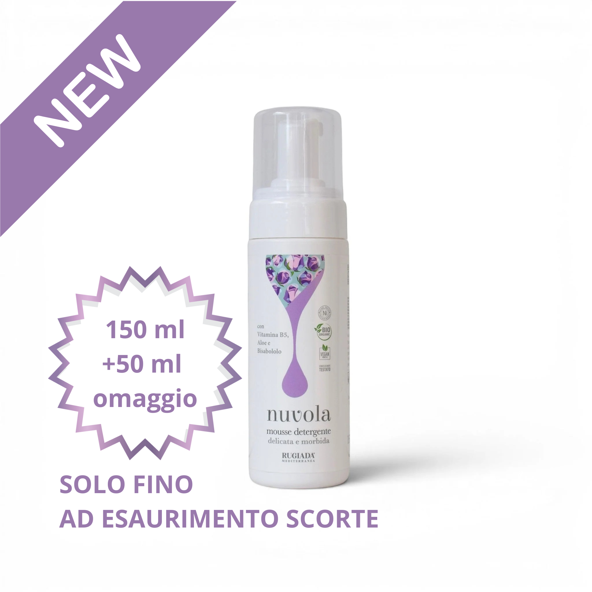 Nuvola mousse detergente morbida e delicata con attivi idratanti 150 ml