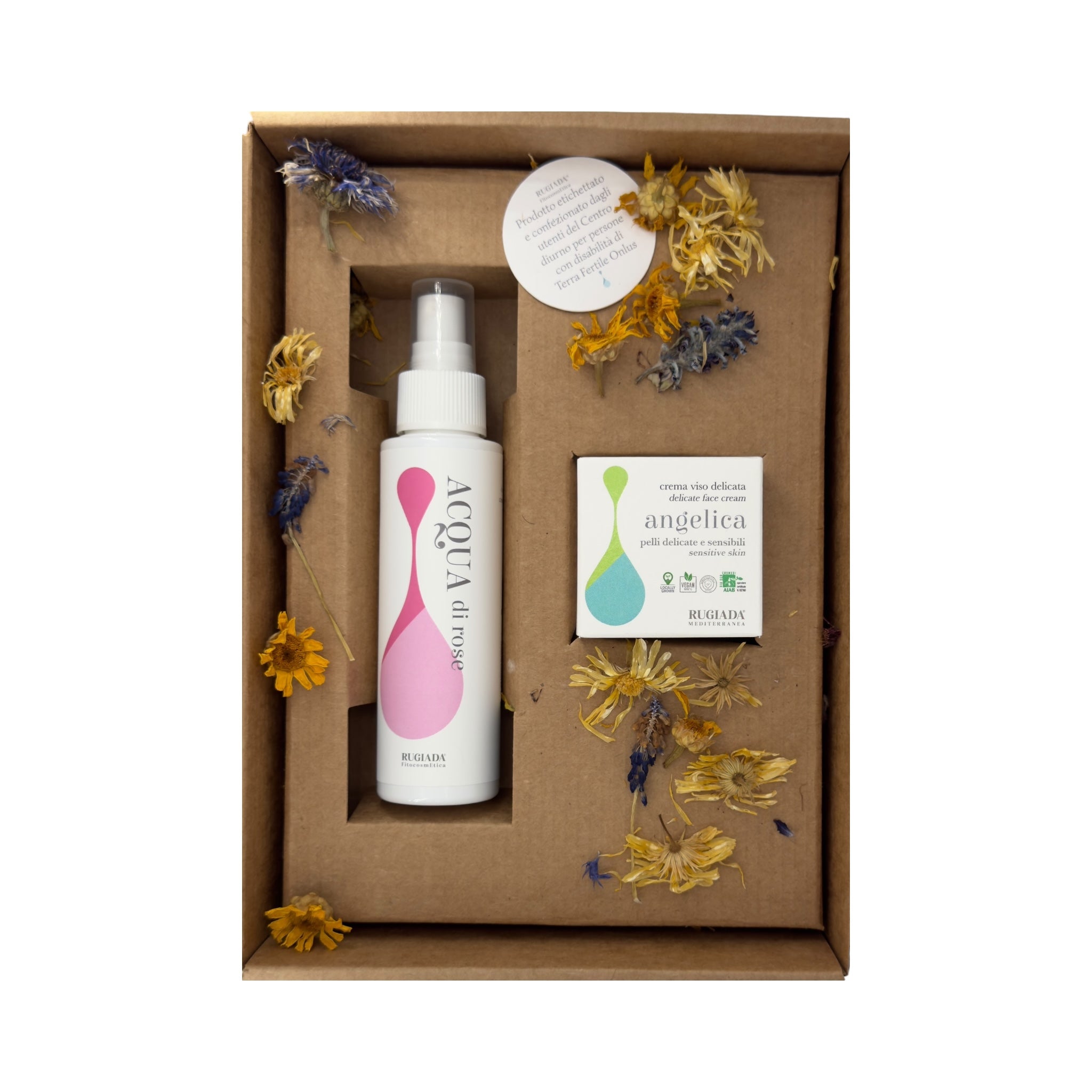 Cofanetto  regalo crema viso bio Angelica e Acqua di Rose