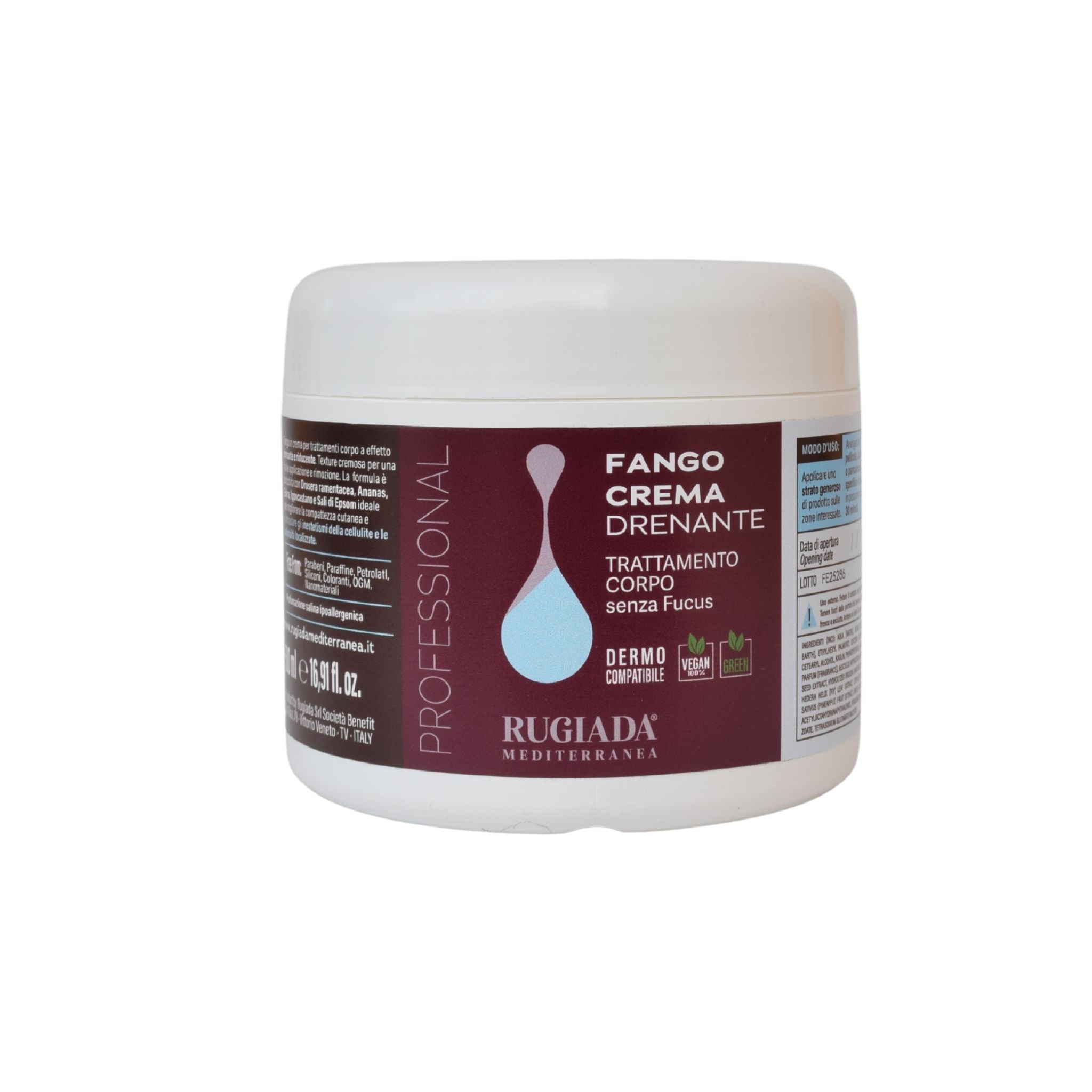 Fangocrema drenante senza fucus con sali di Epsom - 500 ml
