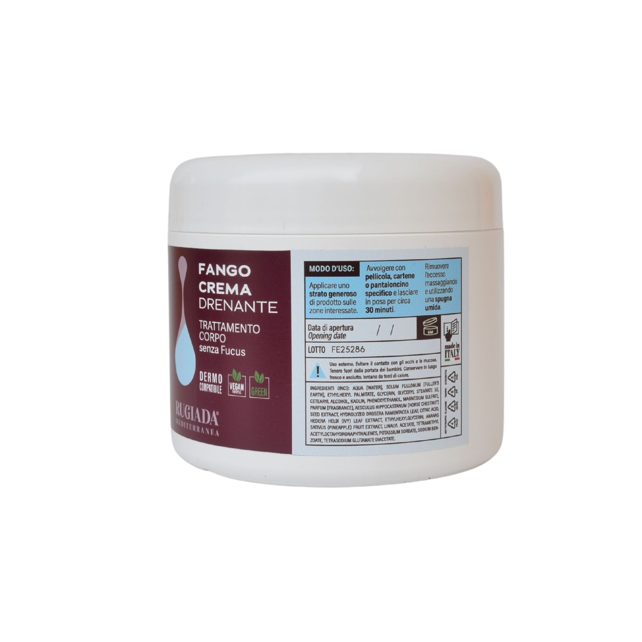 Fangocrema drenante senza fucus con sali di Epsom - 500 ml