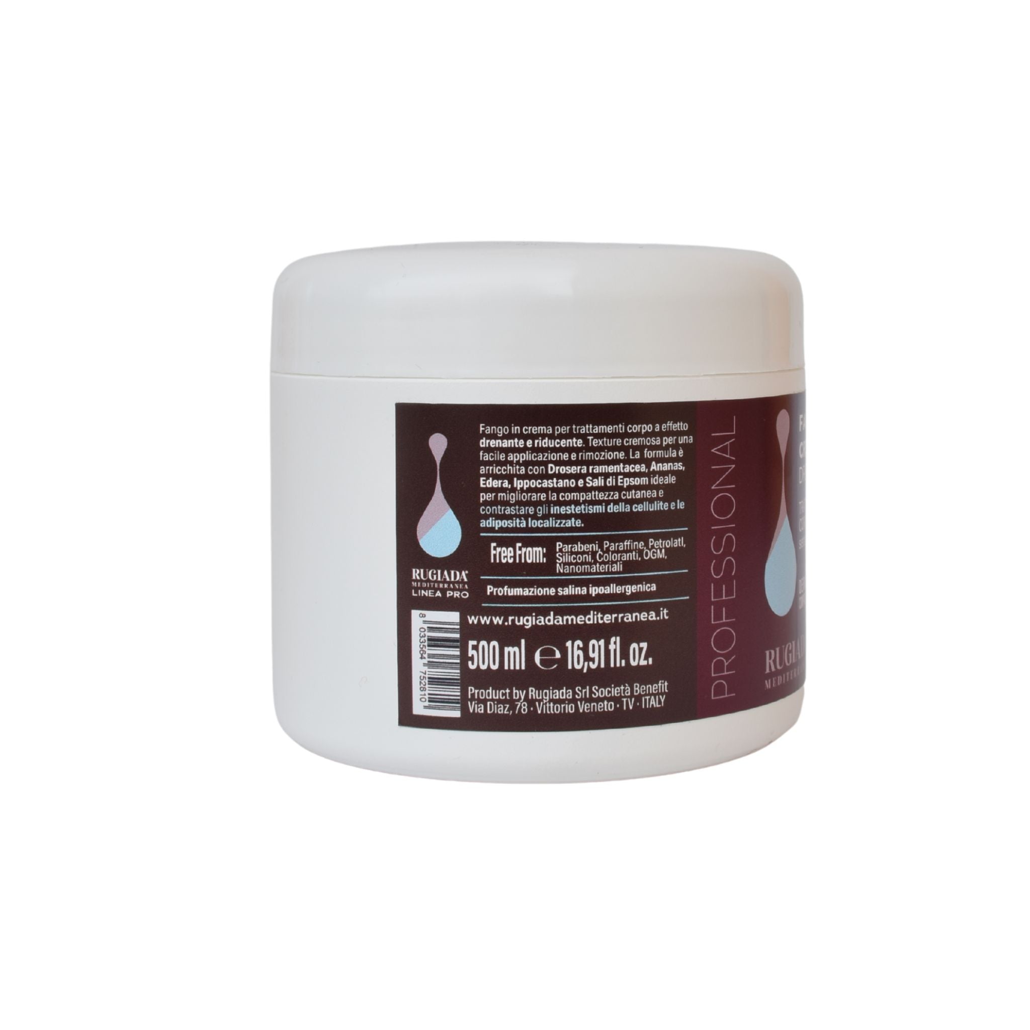Fangocrema drenante senza fucus con sali di Epsom - 500 ml